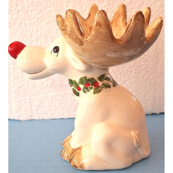 VTG 1976 Fitz & Floyd Christmas Candle Or Ornament Holder Reindeer Figurine 4.5” - Picture 4 of 6